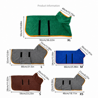 Dog & Cat Bath Robe size chart — XS S M L XL measurements in cm and inches